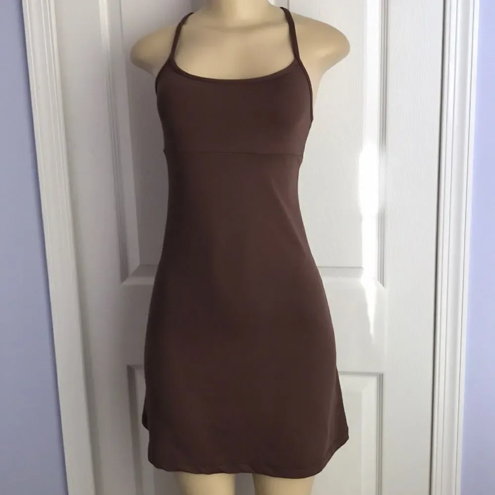Athleta Swimdress Dress Skirt Swimsuit XXS Brown